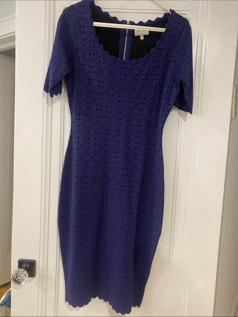 Milly Indigo Eyelet Knit Sheath Dress